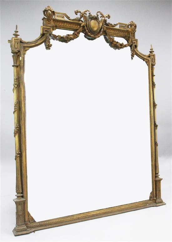 A Victorian carved giltwood and gesso overmantel mirror, 6ft 1in. x 4ft 11in.